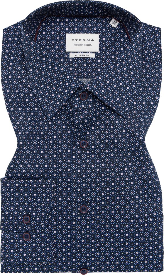 Thumbnail - MODERN FIT Hemd in dunkelblau bedruckt