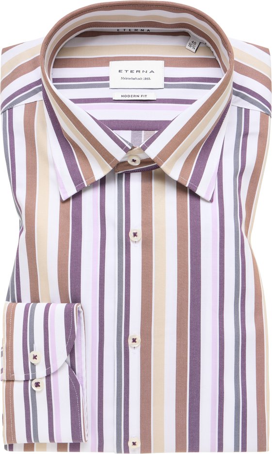 MODERN FIT Hemd in aubergine gestreift