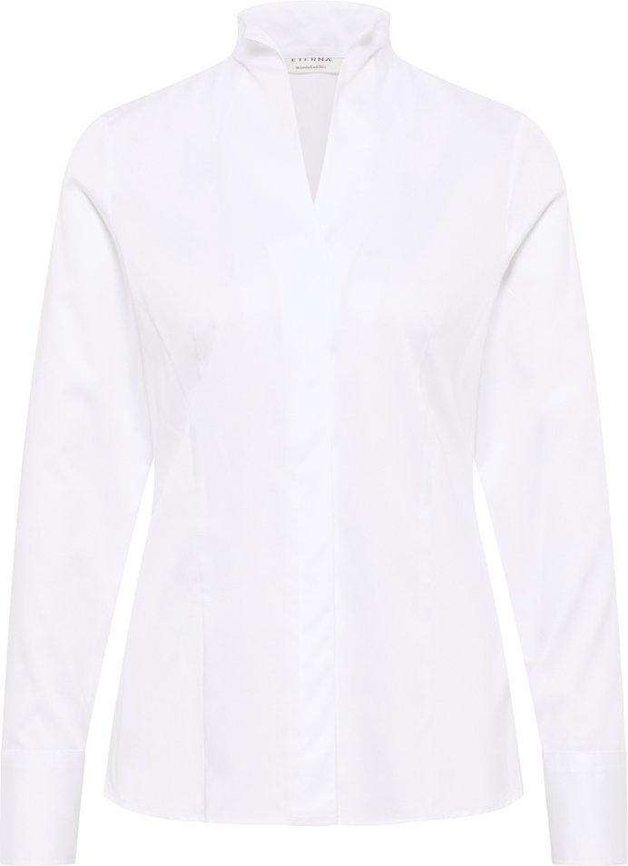 Thumbnail - Satin Shirt Bluse in weiß unifarben