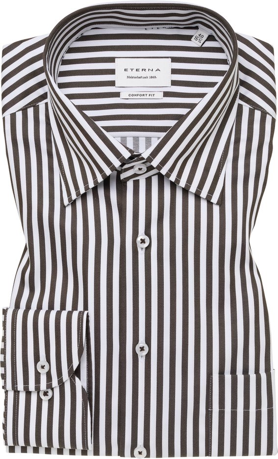 COMFORT FIT Hemd in kakao gestreift