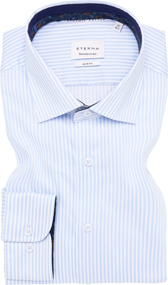 Thumbnail - SLIM FIT Dynamic Cotton in himmelblau gestreift