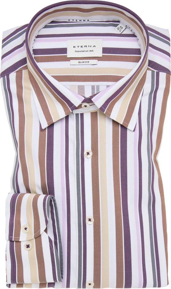 SLIM FIT Hemd in aubergine gestreift