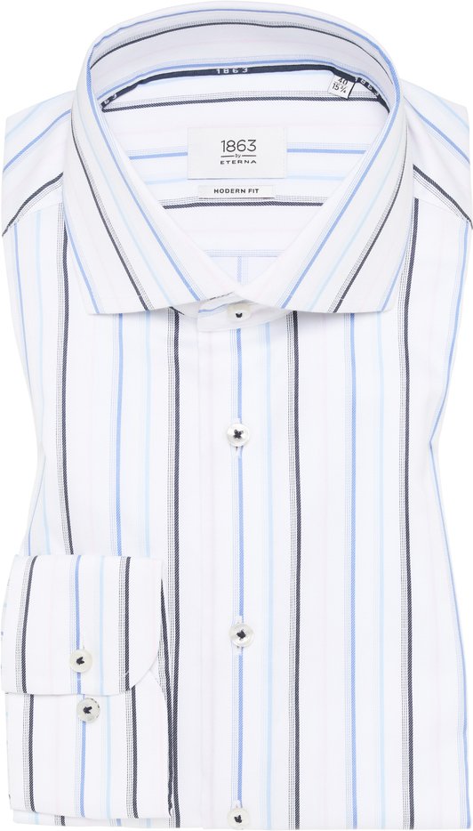 Thumbnail - MODERN FIT Hemd in pastellblau gestreift