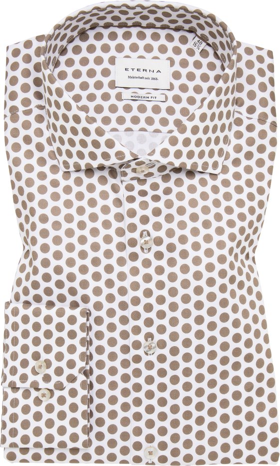 MODERN FIT Hemd in braun bedruckt