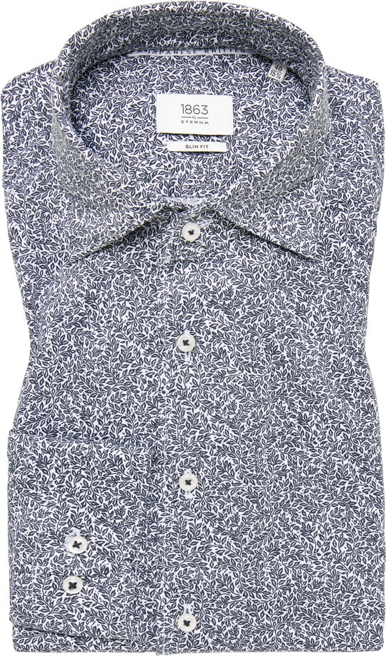 SLIM FIT Japanese Knitted in dunkelblau bedruckt