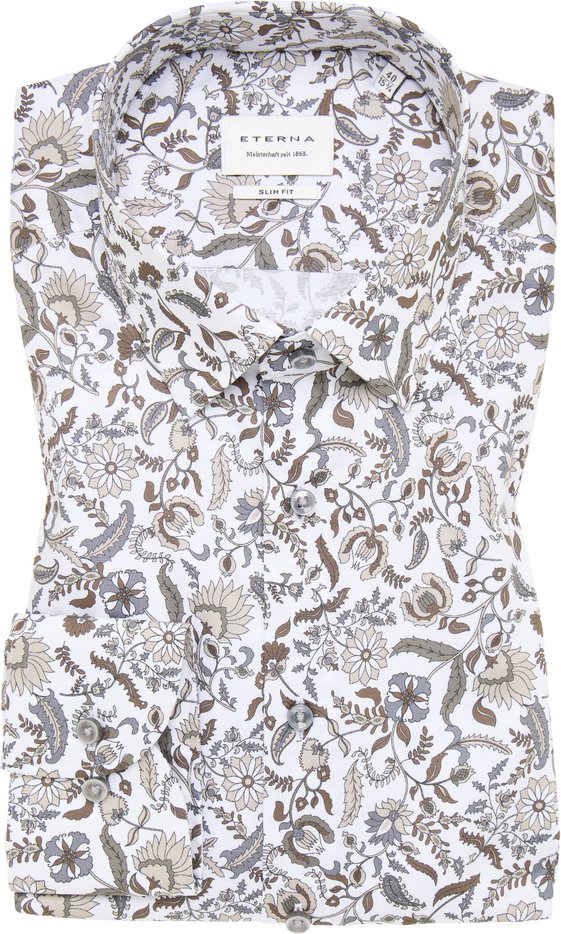 SLIM FIT Hemd in mandel bedruckt