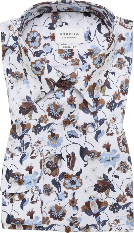 MODERN FIT Hemd in mandel bedruckt