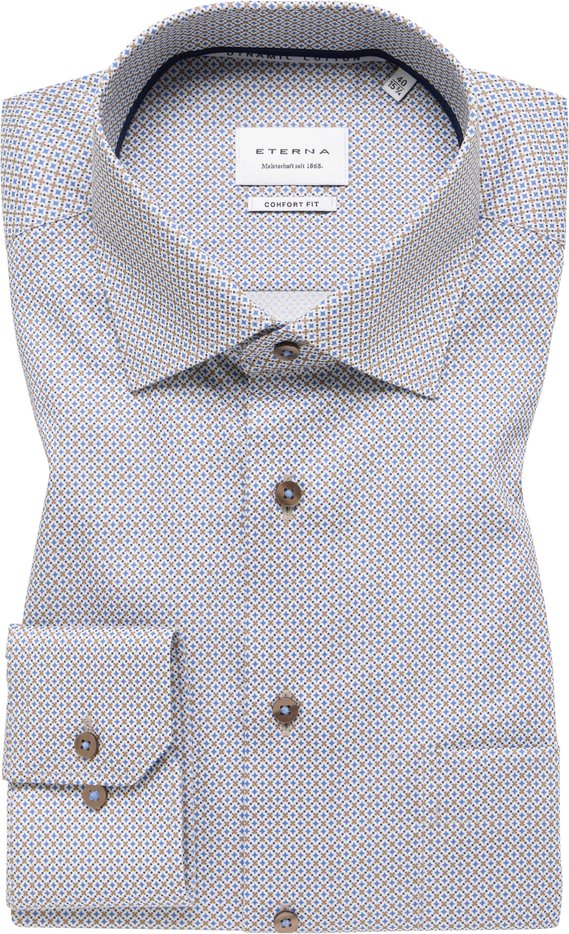 COMFORT FIT Hemd in blau bedruckt