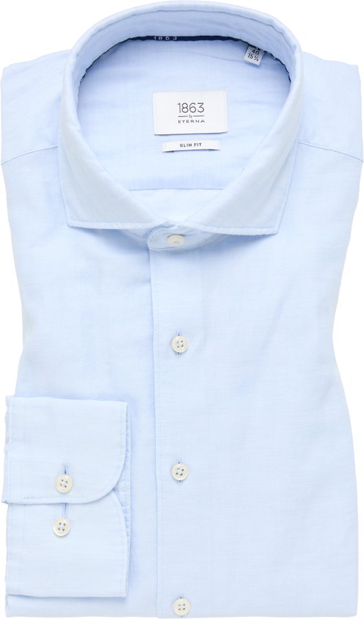 SLIM FIT Linen Shirt in himmelblau unifarben