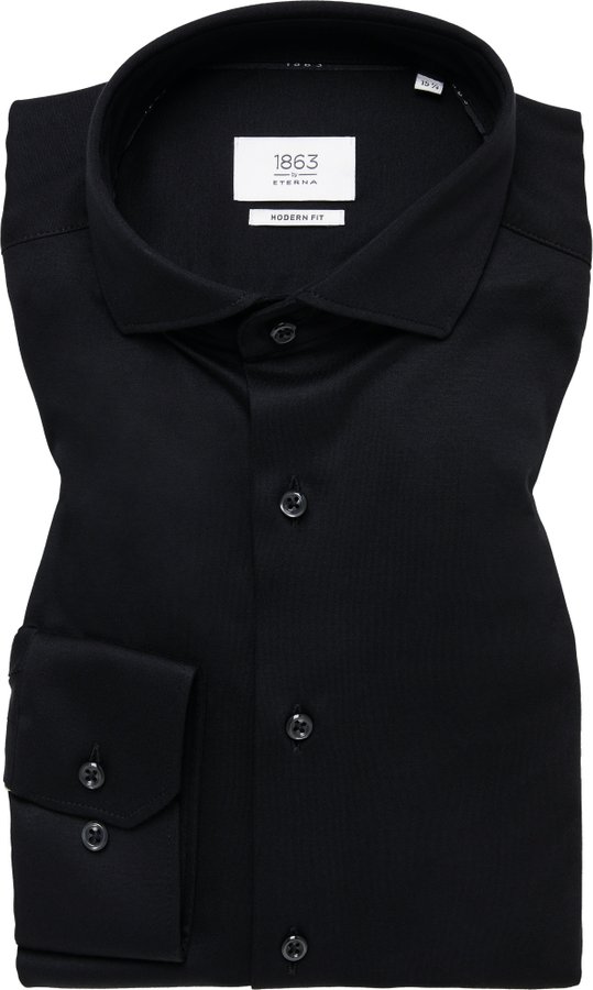 MODERN FIT Jersey Shirt in schwarz unifarben