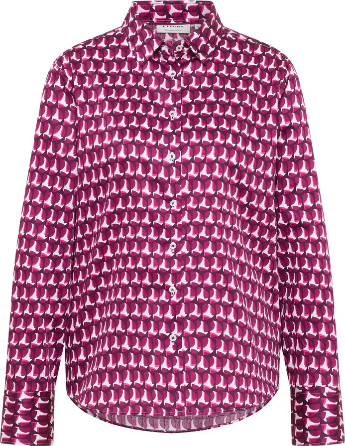 Hemdbluse in aubergine bedruckt