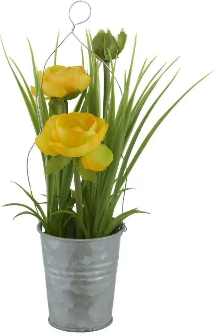 Ranunkel im Zinktopf ¦ gelb ¦ Kunststoff,Eisen,Polyester ¦ Maße (cm): H: 22 Ø: 5.5 Accessoires > Kunstblumen - Höffne...