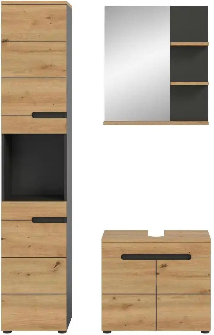 Badkombination Canower See ¦ grau ¦ Maße (cm): B: 116 H: 193 Schränke > Badschränke > Komplett-Badkombinationen - Höffn...