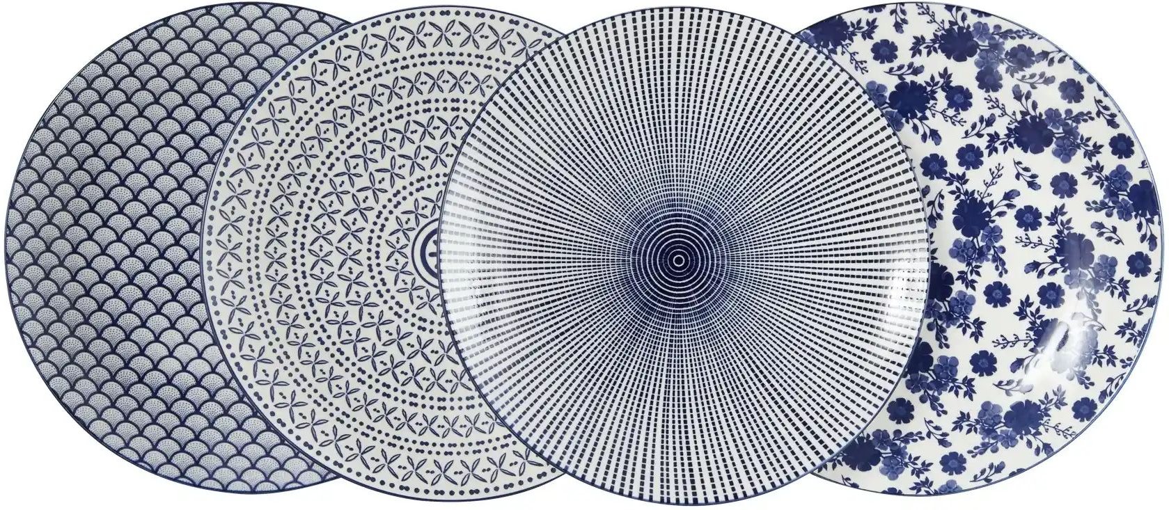 KHG Speiseteller 4er Set Vario ¦ blau ¦ Porzellan ¦ Maße (cm): H: 2,5 Ø: 26.5 Geschirr > Teller - Höffner