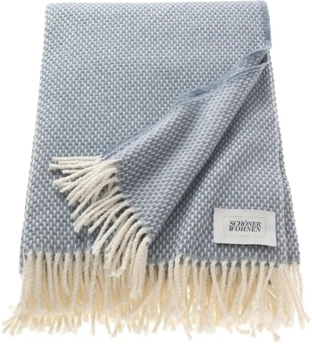 Thumbnail - SCHÖNER WOHNEN Kollektion Wohndecke ¦ blau ¦ Baumwollmischgewebe ¦ Maße (cm): B: 140 Dekokissen & Decken > Kuscheldeck...