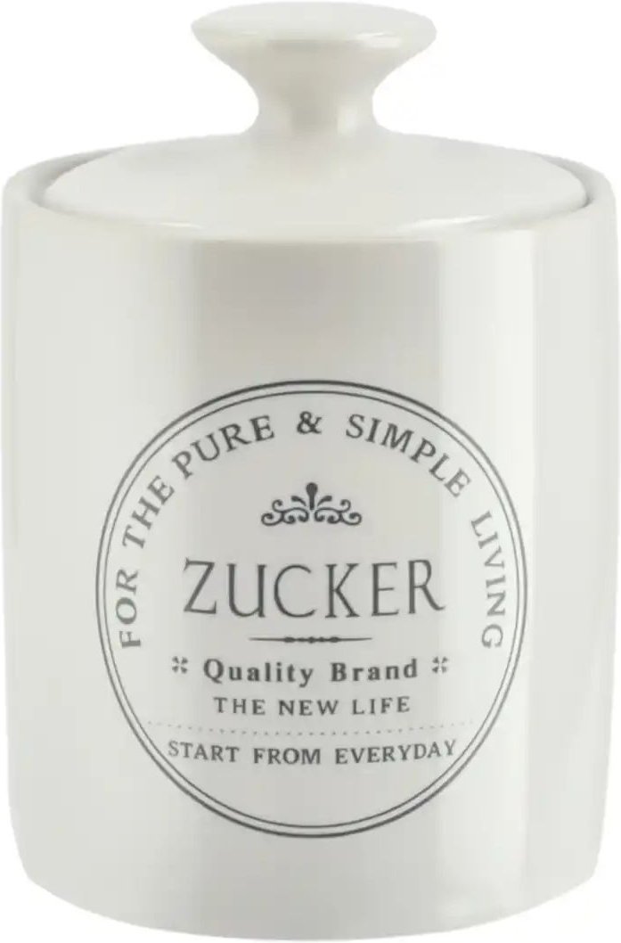 KHG Aufbewahrungsdose Zucker ¦ weiß ¦ Steinzeug/Steingut ¦ Maße (cm): H: 10,5 Ø: 7.4 Küchenzubehör & Helfer > Küchenhe...