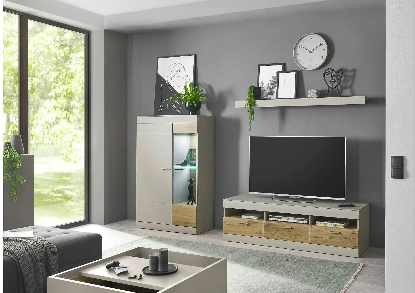 Wohnwand Siero ¦ grau ¦ Maße (cm): B: 250 H: 170 T: 45.0 Kommoden & Sideboards > Wohnwände - Höffner