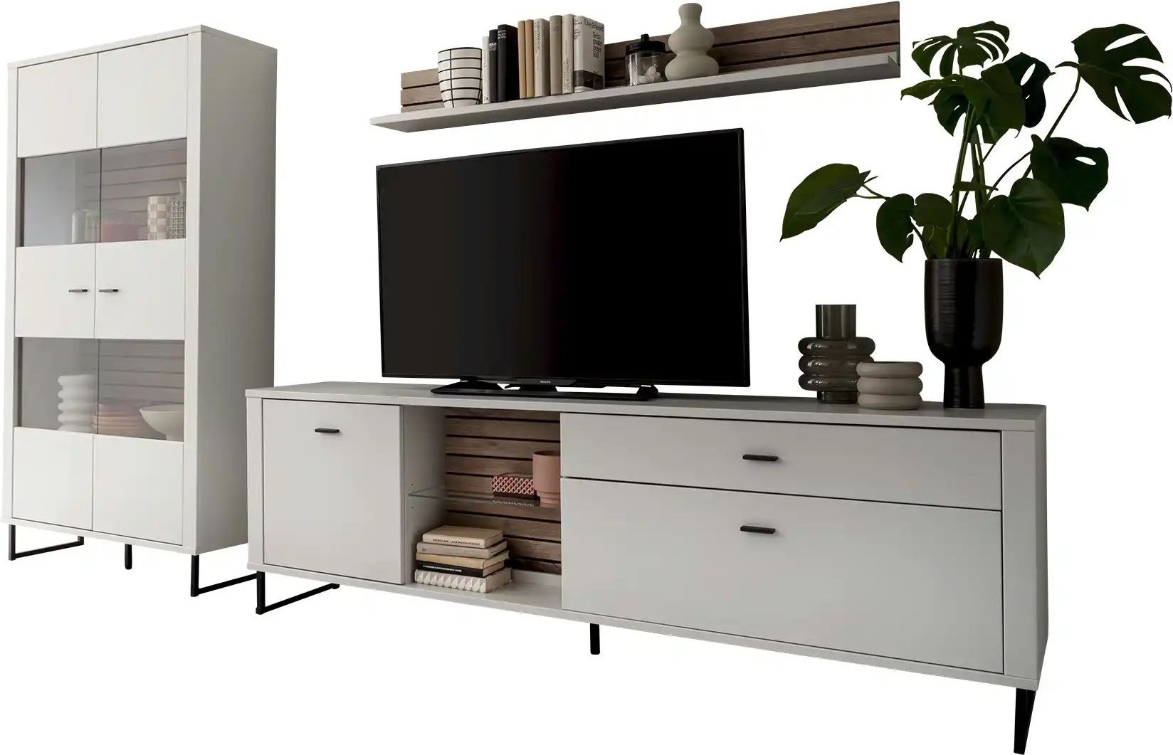 Thumbnail - uno Wohnkombination Leni ¦ grau ¦ Maße (cm): B: 310 H: 187 T: 44.0 Kommoden & Sideboards > Wohnwände - Höffner