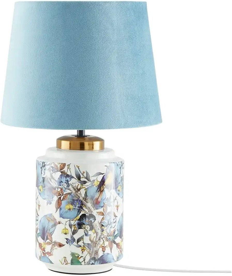 Thumbnail - KHG Keramik-Tischleuchte 1-flammig blau ´Vögel´ ¦ blau ¦ Maße (cm): H: 42 Ø: 25 Lampen & Leuchten > Tischlampen - ...