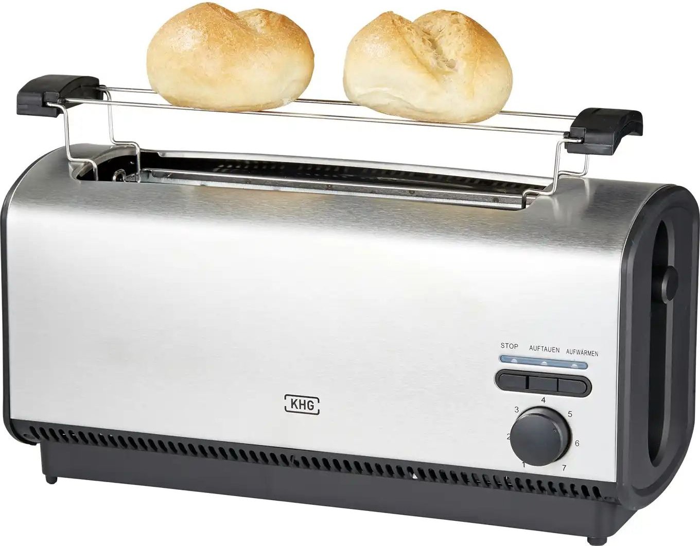 KHG Langschlitztoaster TO-1200VS (E) ¦ silber ¦ Kunststoff,Metall ¦ Maße (cm): B: 36,6 H: 18,4 T: 16.5 Elektrokleingerä...