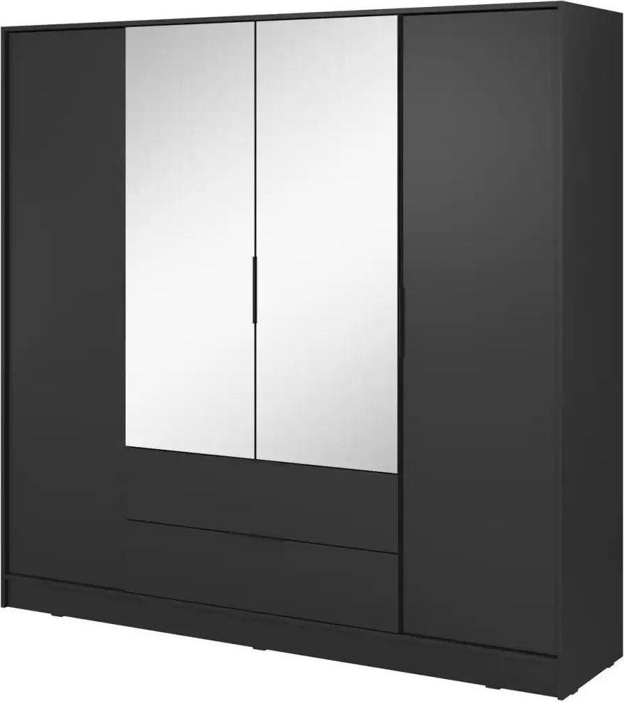 Drehtürenschrank 206 cm breit Lyke ¦ schwarz ¦ Maße (cm): B: 206 H: 200 Schränke > Kleiderschränke > Drehtürenschränke -...