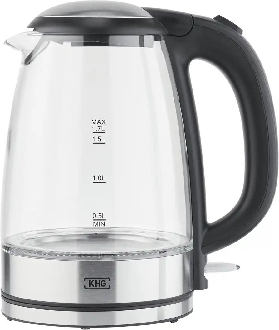 KHG Wasserkocher WK-1715GES ¦ transparent/klar ¦ Glas,Edelstahl,Kunststoff ¦ Maße (cm): B: 23 H: 25 T: 16.0 Elektroklei...