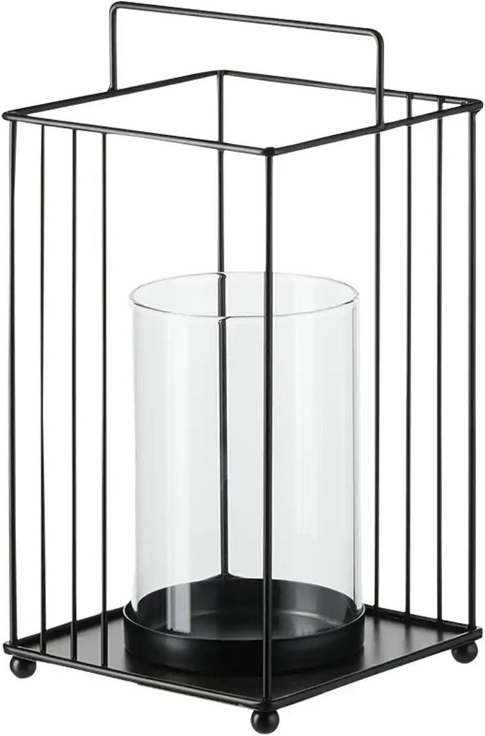 HOME STORY Windlicht mit Glaseinsatz ¦ schwarz ¦ Metall,Glas ¦ Maße (cm): H: 24,5 Ø: 15 Accessoires > Kerzen & Kerzen...