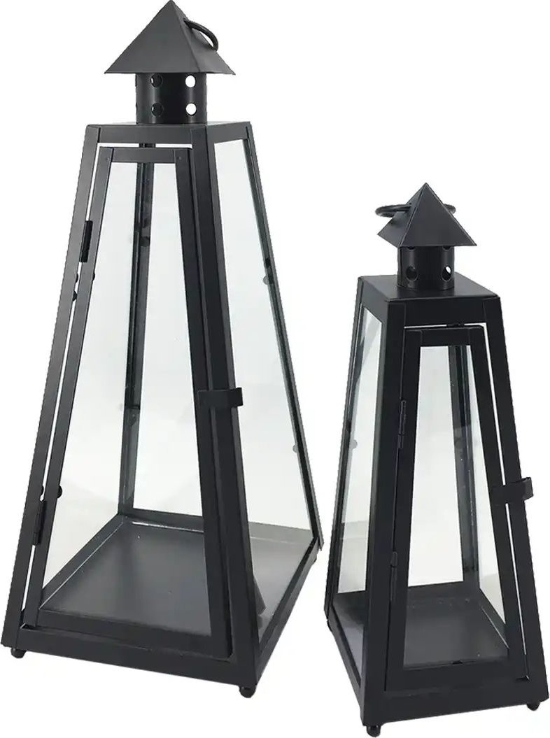 Laternen-Set  2-teilig   ¦ schwarz ¦ Metall,Glas Accessoires > Kerzen & Kerzenständer - Höffner