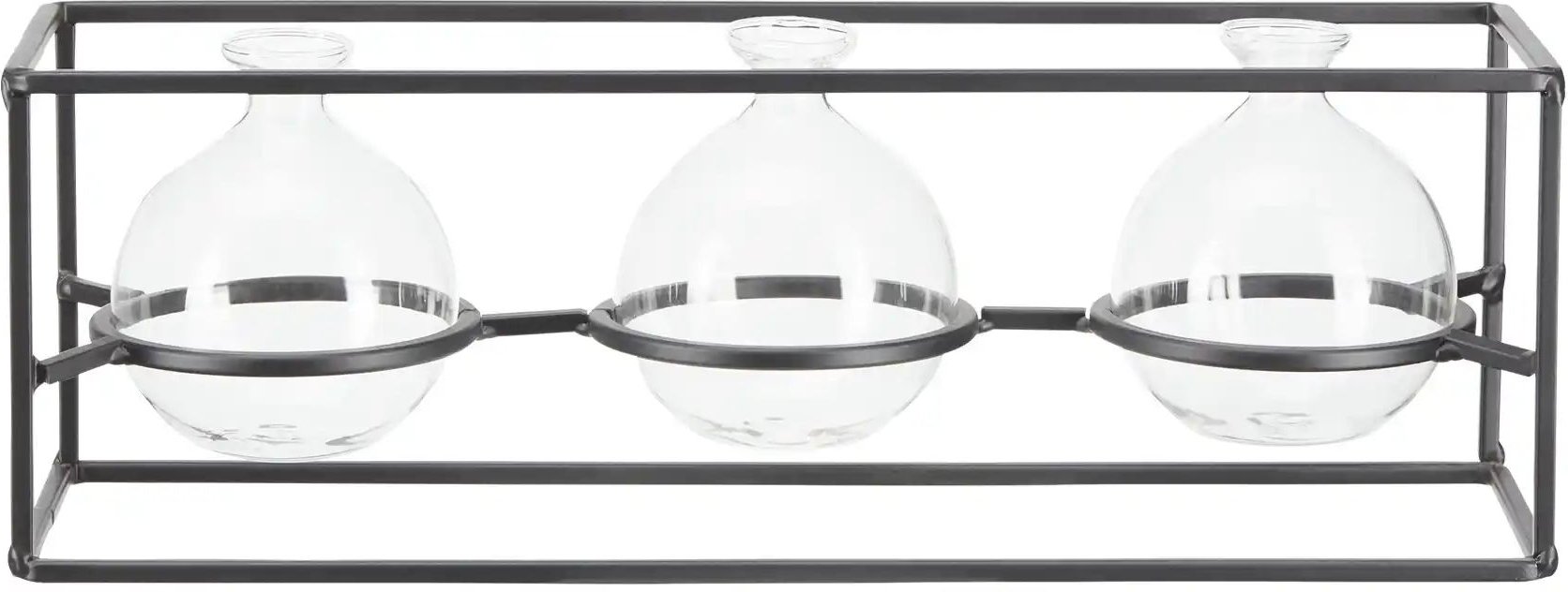 Thumbnail - Vasen in Metallgestell ¦ schwarz ¦ Metall,Glas ¦ Maße (cm): B: 33 H: 11 T: 10.0 Accessoires > Vasen - Höffner
