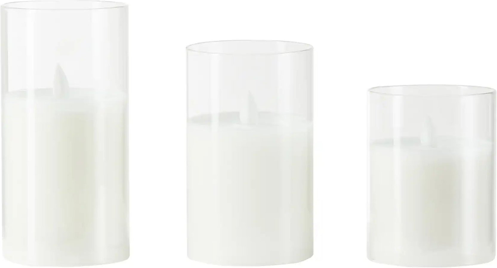 HOME STORY LED Kerze  3er Set   ¦ weiß ¦ Wachs,Kunststoff,Glas ¦ Maße (cm): H: 15  Ø: 7.5 Weihnachten - Höffner