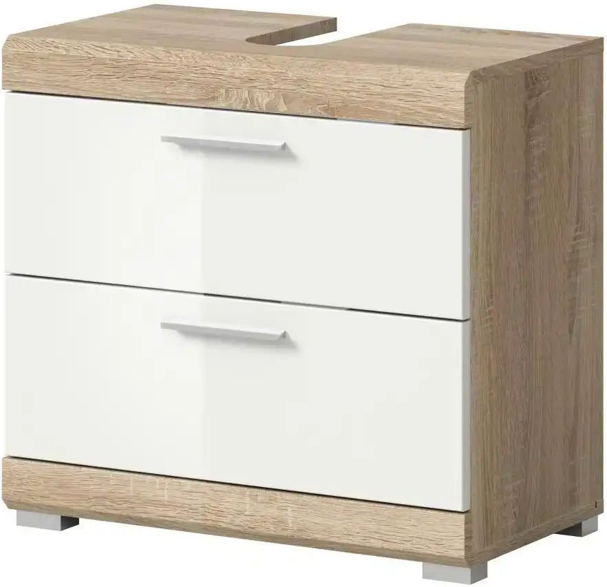 Waschbeckenunterschrank SCHLOONSEE Breite 60cm 2 Schubkästen mit Siphonausschnitt MDF-Front in verschiedenen Farben...