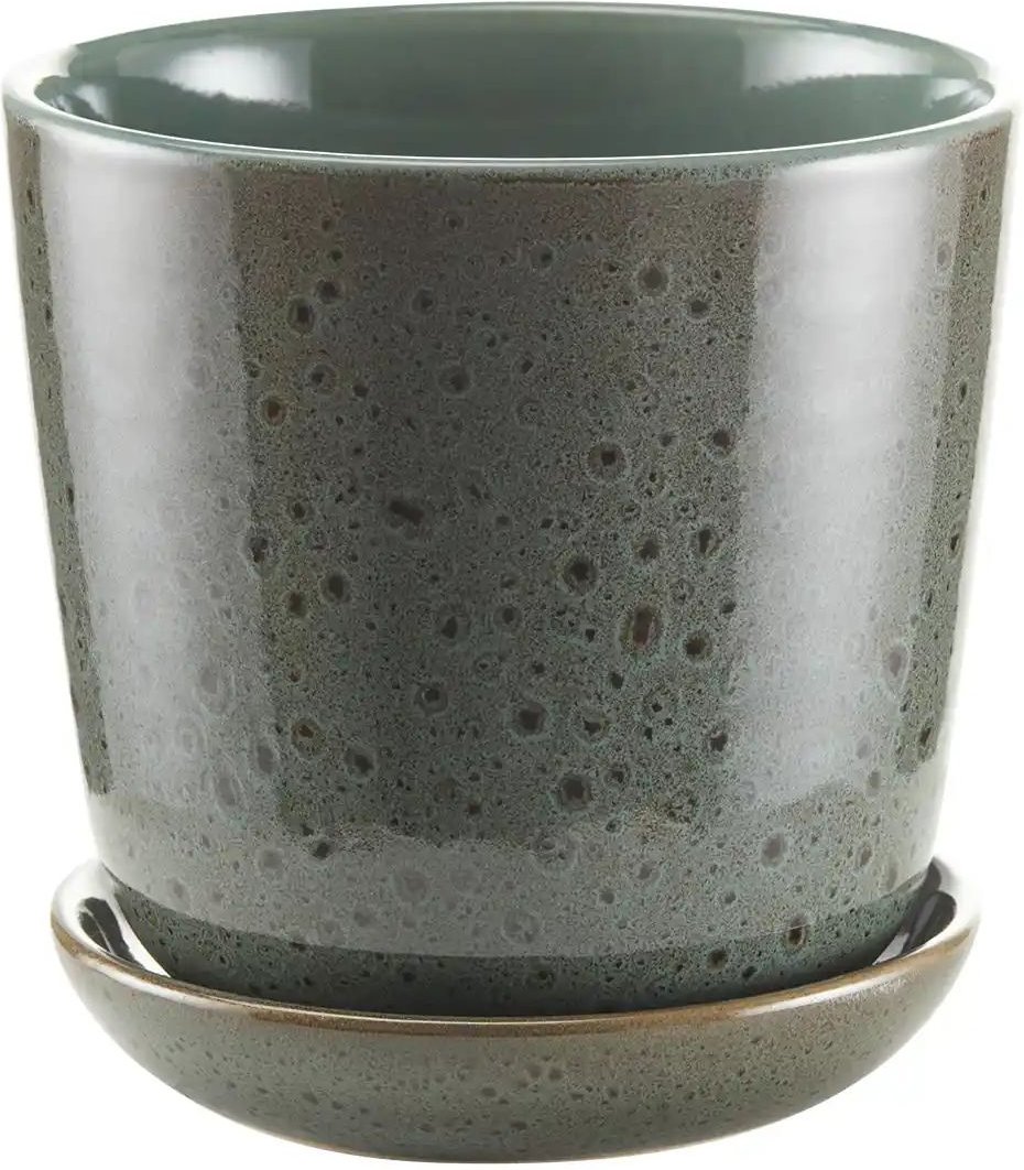 HOME STORY Übertopf   ¦ grün ¦ Steinzeug ¦ Maße (cm): H: 14  Ø: 13.7 Accessoires > Dekoartikel - Höffner