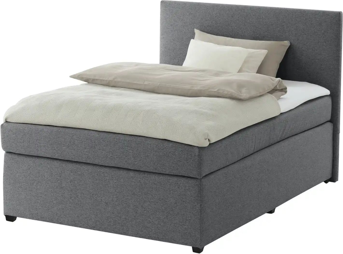 Boxspringbett mit Matratze und Topper H3 Duke ¦ grau ¦ Maße (cm): B: 97 H: 104 Betten > Boxspringbetten - Höffner