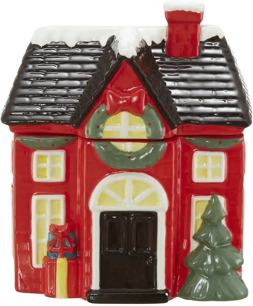 Thumbnail - HOME STORY Keksdose Haus mit Deckel ¦ rot ¦ Dolomite ¦ Maße (cm): B: 17,7 H: 20,3 T: 17.7 Weihnachten - Höffner