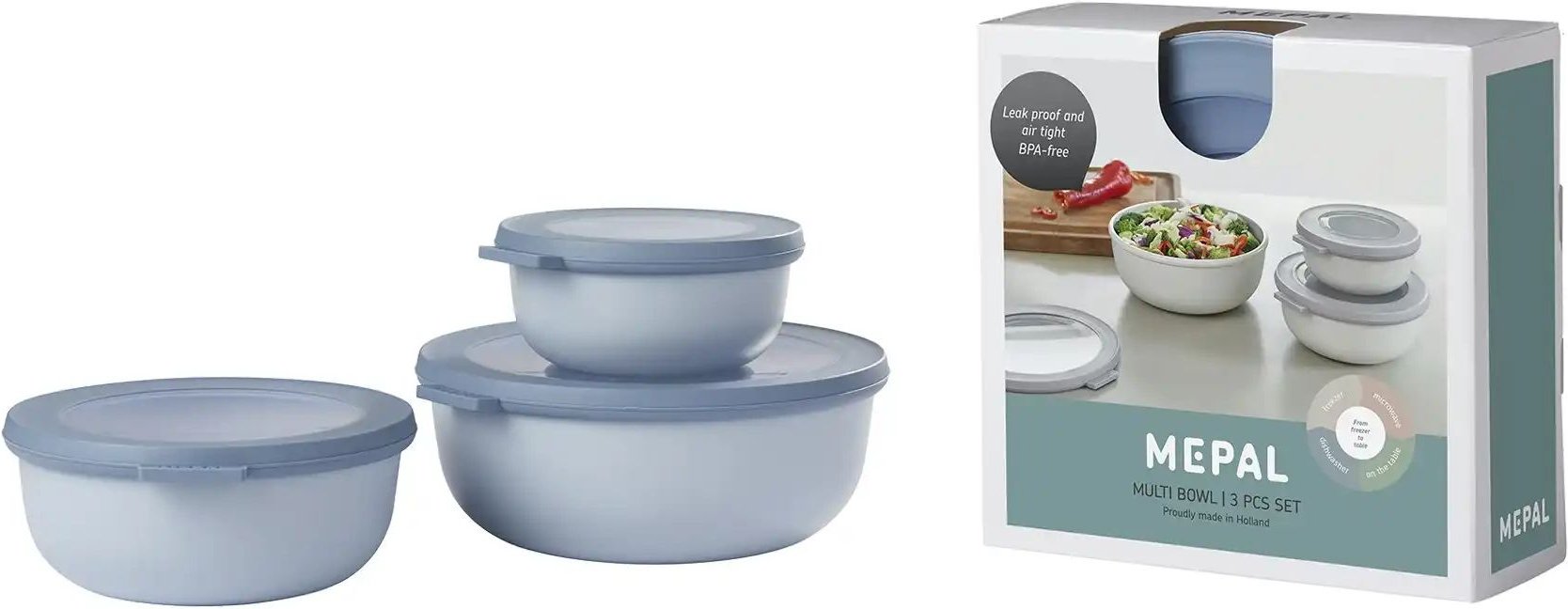 Thumbnail - Mepal Multischüssel-Set Cirqula ¦ blau ¦ Kunststoff ¦ Maße (cm): B: 19,2 H: 8 Küchenzubehör & Helfer > Küchenhelfer - H...