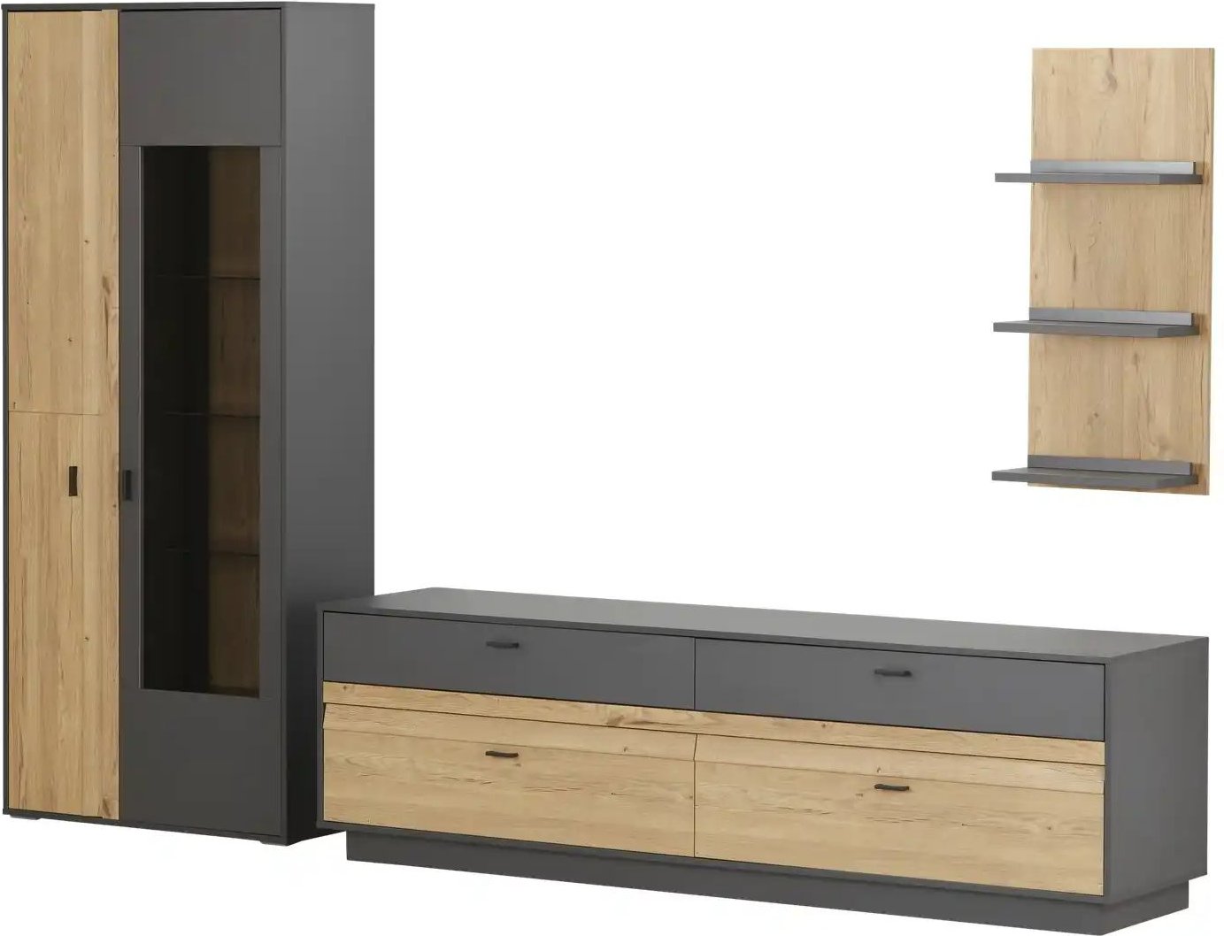 uno Wohnkombination Butera ¦ grau ¦ Maße (cm): B: 299 H: 206 T: 50.0 Kommoden & Sideboards > Wohnwände - Höffner