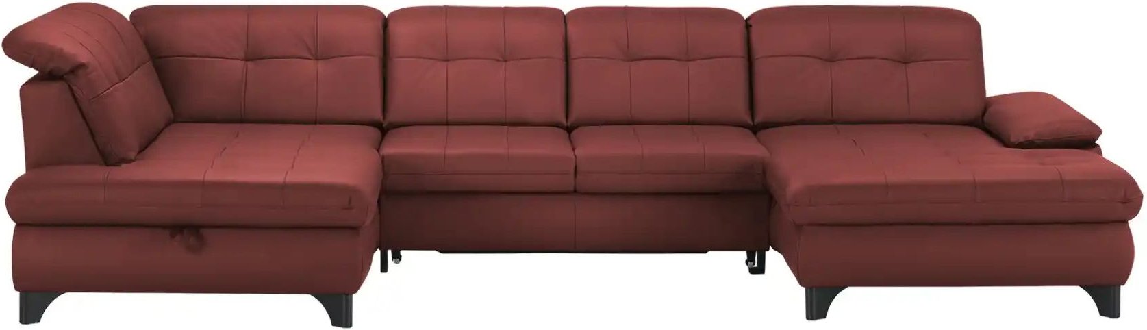 Thumbnail - Lounge Collection Wohnlandschaft Leder Jona ¦ rot ¦ Maße (cm): B: 368 H: 100 T: 194.0 Polstermöbel > Sofas > Schlafsofa...