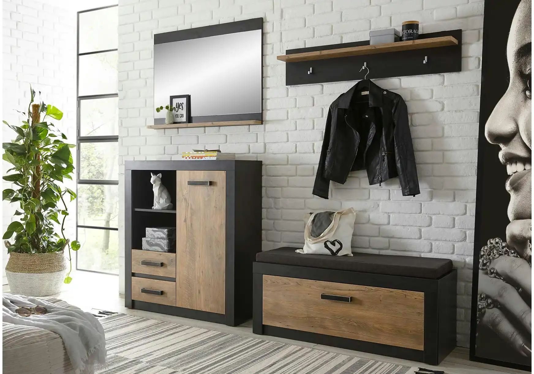 Garderobenset Balerma ¦ grau ¦ Maße (cm): B: 219 H: 200 T: 42.0 Garderoben & Kleiderstangen > Garderoben - Höffner