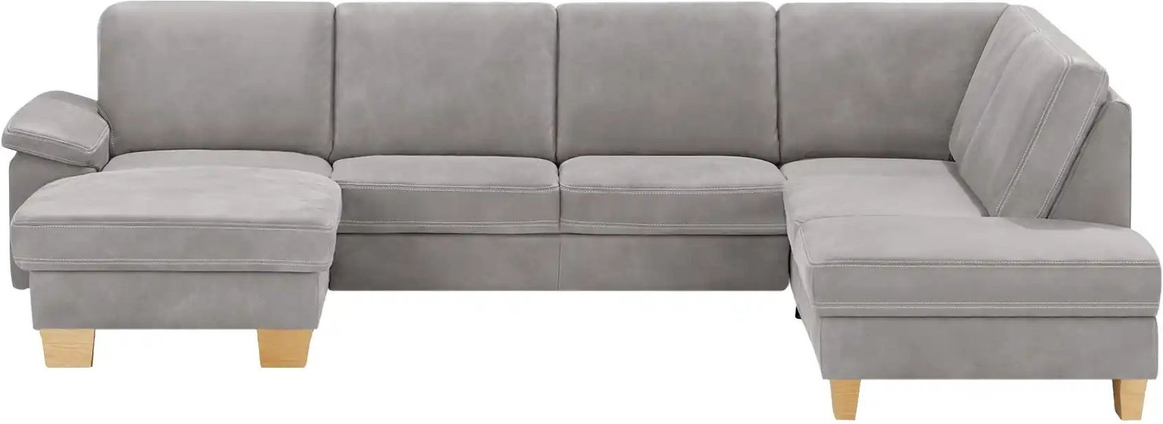 meinSofa Wohnlandschaft Leder Samu ¦ grau ¦ Maße (cm): B: 316 H: 90 T: 235.0 Polstermöbel > Sofas > Wohnlandschaften - H...