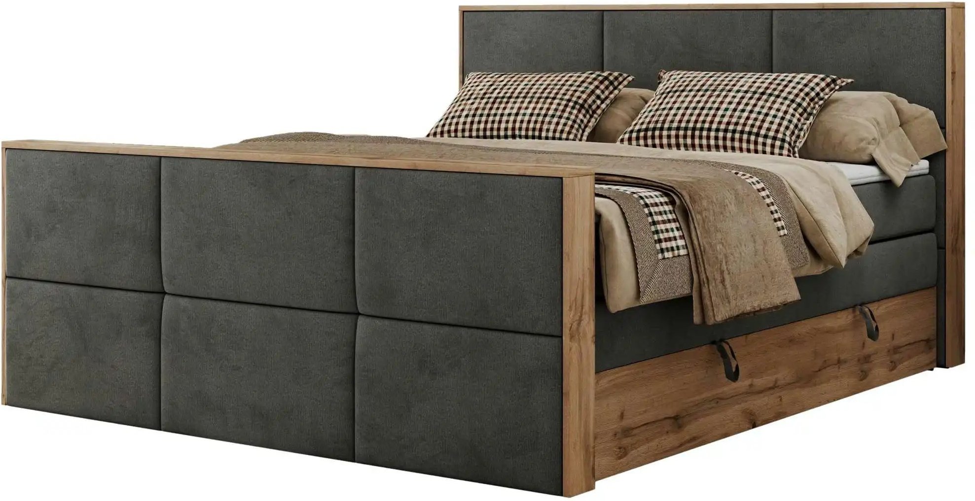 Boxspringbett mit Bettkasten Albero 2 King Duo ¦ grau ¦ Maße (cm): B: 148 H: 113 Betten > Boxspringbetten - Höffner