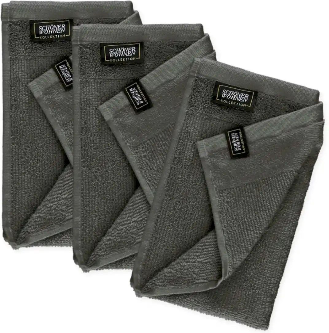 Thumbnail - SCHÖNER WOHNEN Kollektion Gästehandtuch 3er-Set ¦ grau ¦ Maße (cm): B: 30 H: 1,3 Badtextilien > Handtücher & Badetüche...