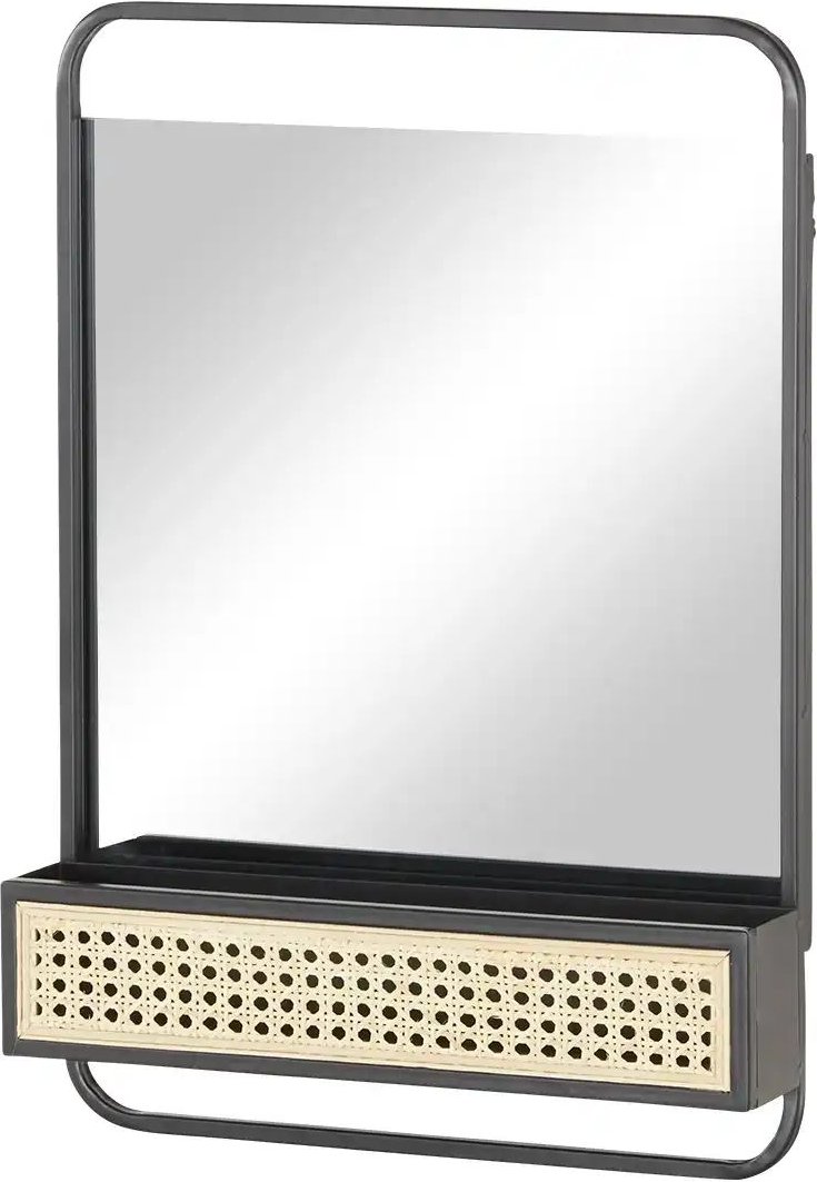 Roomers Spiegel Vienna Premium ¦ schwarz ¦ Metall,Glas,Rattan ¦ Maße (cm): B: 41 H: 58 T: 8.5 Accessoires > Spiegel - H...