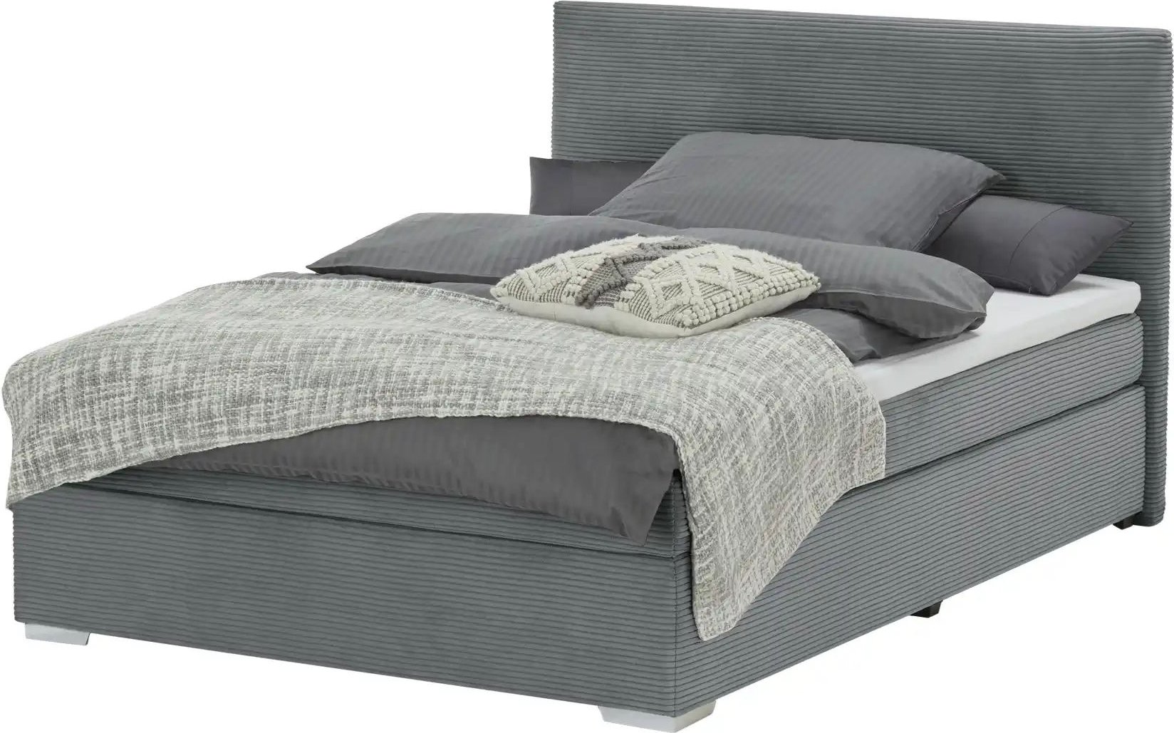 Boxbett Cord Härtegrad H3 140x200 cm Moseley ¦ grau ¦ Maße (cm): B: 147 H: 104 Betten > Polsterbetten - Höffner