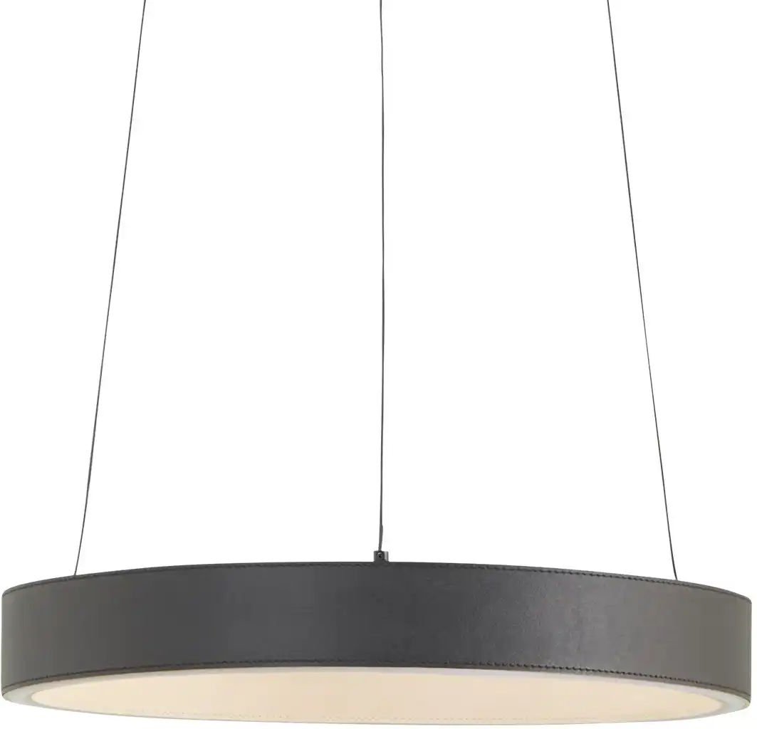 Thumbnail - KHG LED-Pendelleuchte Kunstleder schwarz/goldfarben ¦ schwarz ¦ Maße (cm): H: 150 Ø: 40 Lampen & Leuchten > LED-Leuc...
