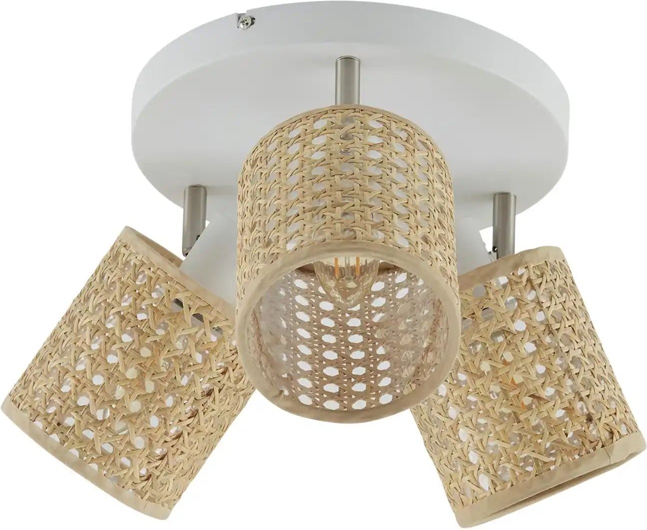 KHG Deckenstrahler 3-flammig weiß ´Wiener Geflecht` Rondell ¦ weiß ¦ Maße (cm): H: 19 Ø: 24 Lampen & Leuchten > De...