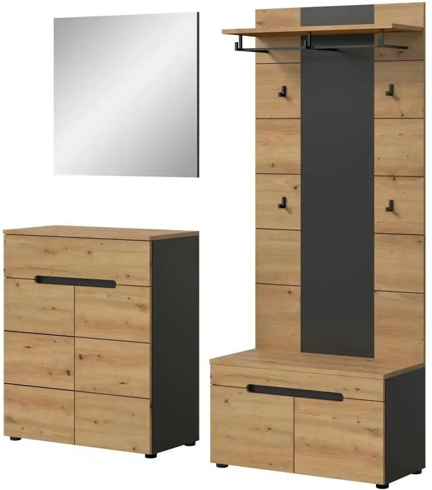 Garderobenkombination ¦ grau ¦ Maße (cm): B: 175 H: 190 Garderoben & Kleiderstangen > Garderobensysteme - Höffner