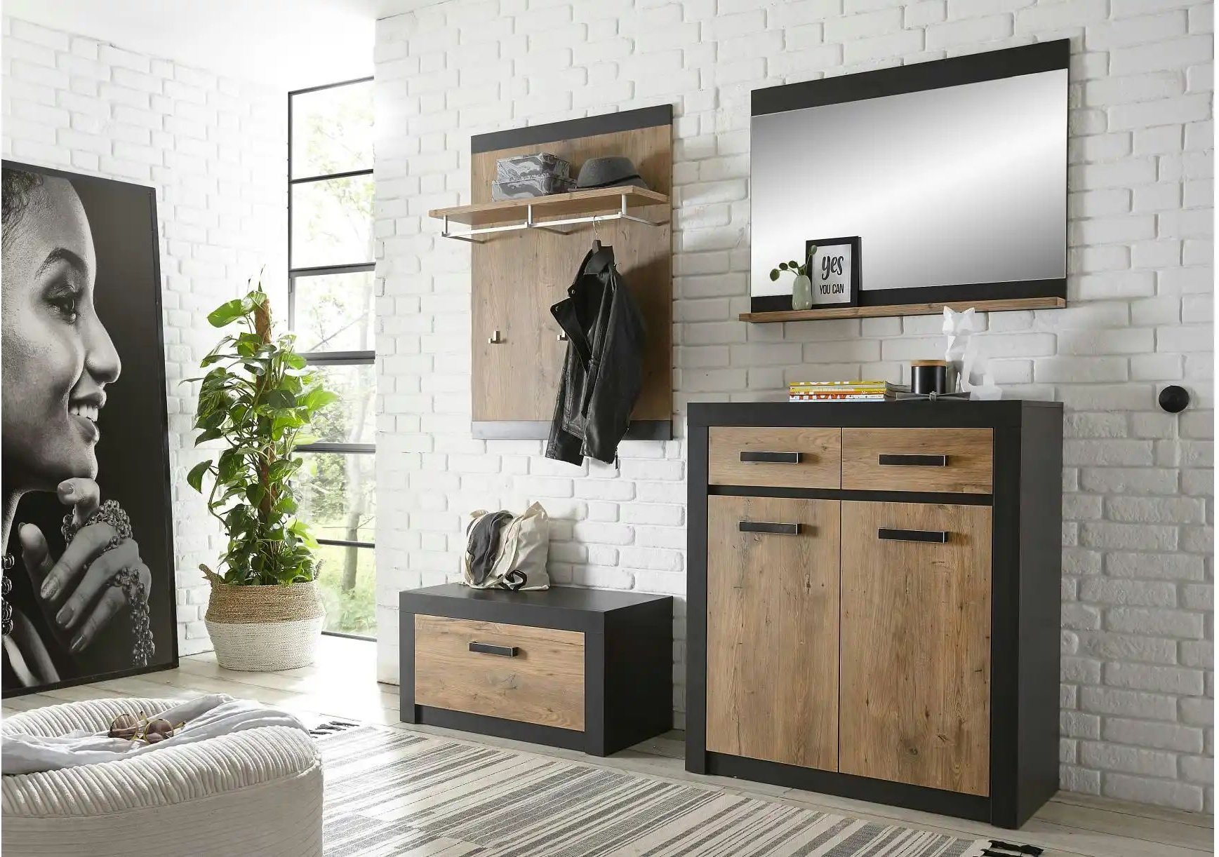 Garderobenset Balerma ¦ grau ¦ Maße (cm): B: 192 H: 200 T: 42.0 Garderoben & Kleiderstangen > Garderoben - Höffner