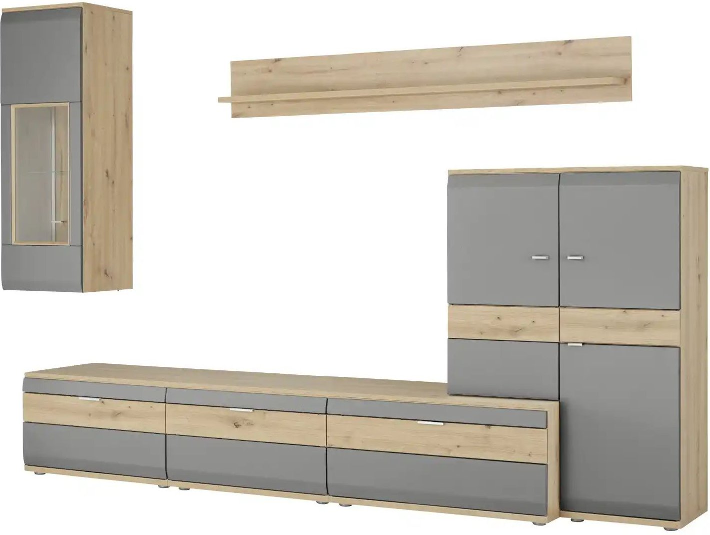 Wohnkombination Eldena ¦ grau ¦ Maße (cm): B: 285 H: 215 T: 53.0 Kommoden & Sideboards > Wohnwände - Höffner