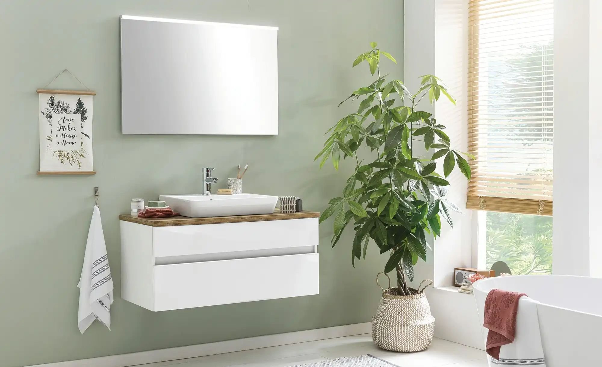 Badezimmerkombination Zierker See ¦ weiß ¦ Maße (cm): B: 100 Schränke > Badschränke > Komplett-Badkombinationen - Höffn...