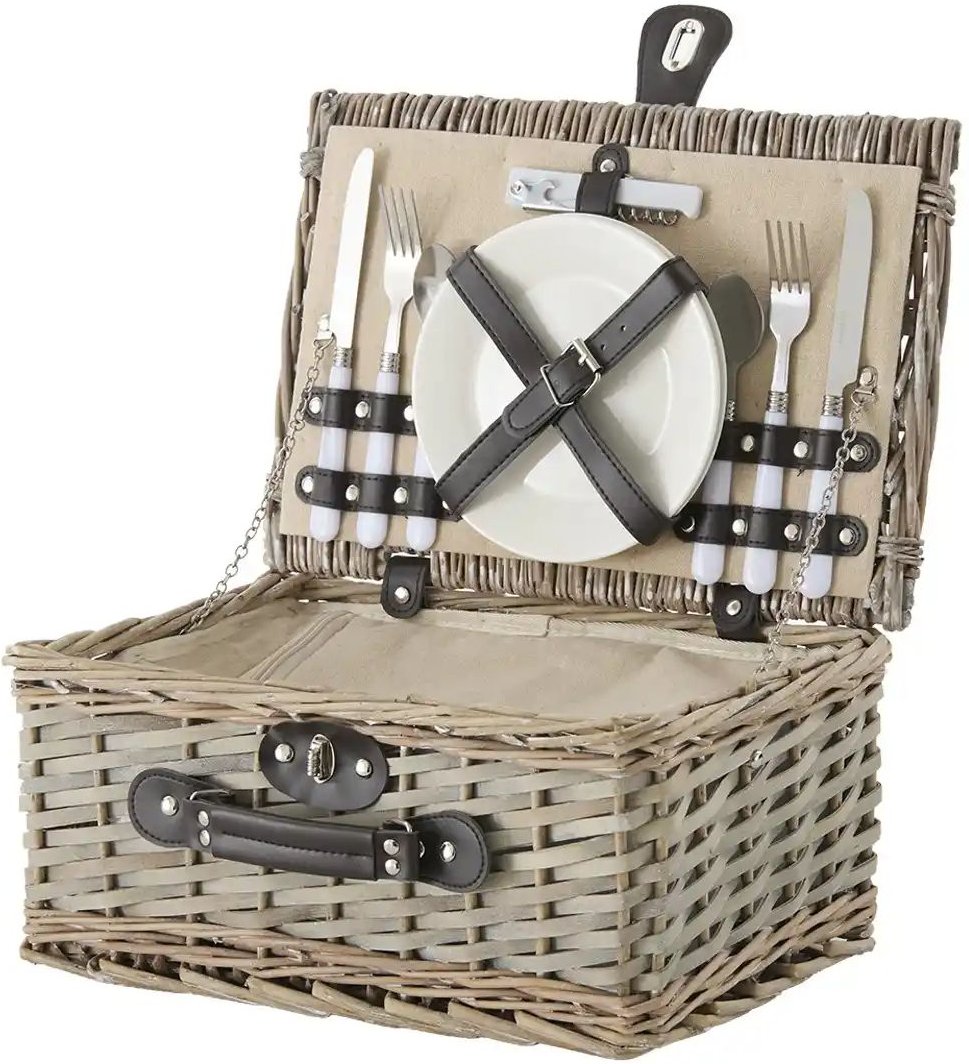 Picknickkorb ¦ braun ¦ Weide,Metall,Kunststoff ¦ Maße (cm): B: 38 H: 18 T: 28.0 Aufbewahrung > Taschen & Beutel - Höff...